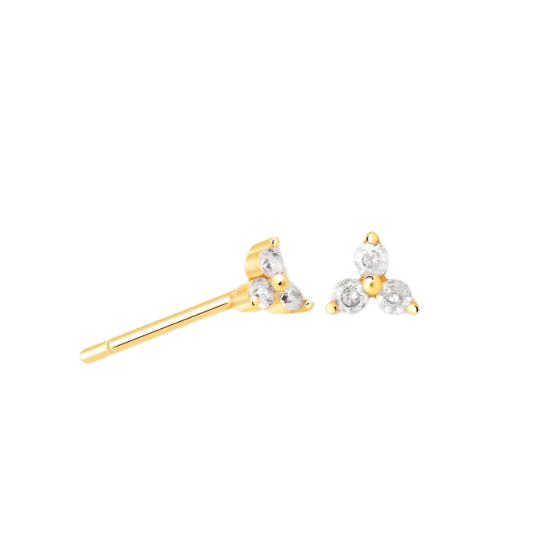 Triple Crystal Gold Studs